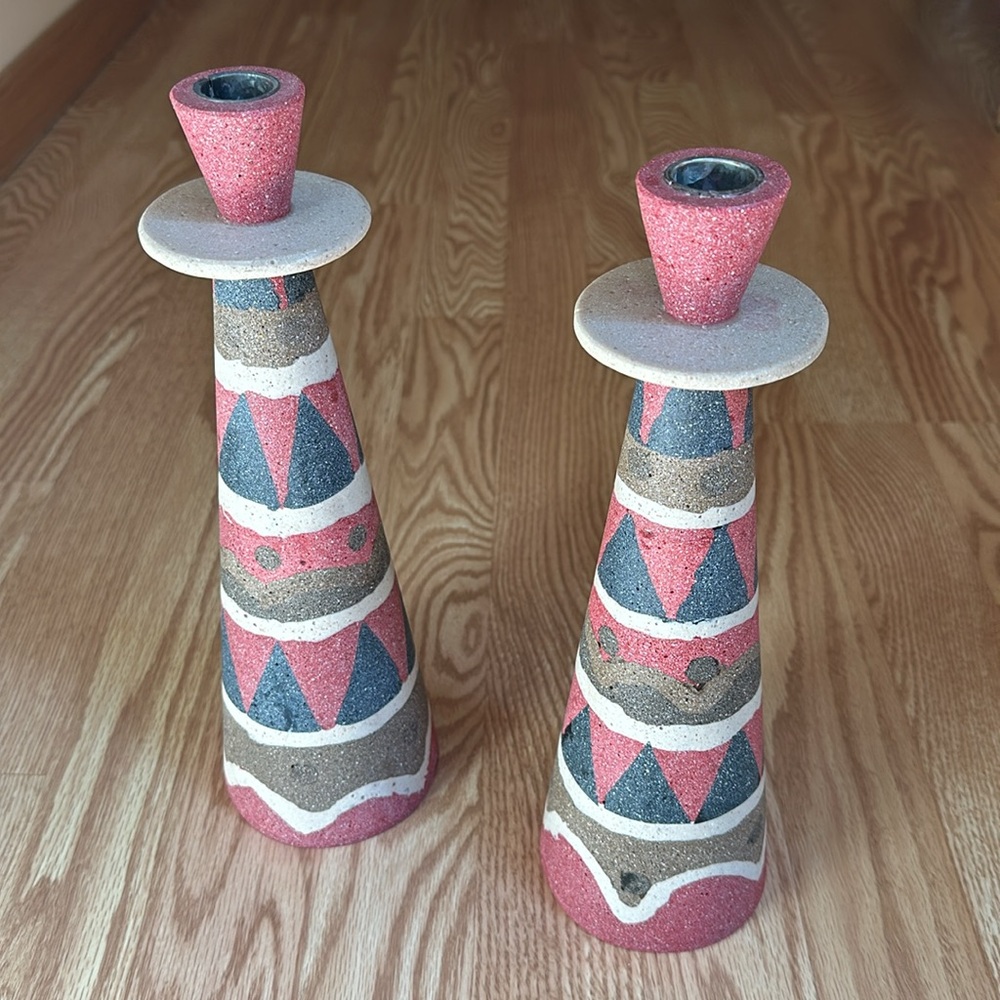Southwestern Aztec mountain candle stick holder